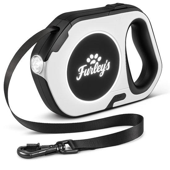 Hondenriem 5M met LED – Oplaadbaar via USB – Flexi Rollijn tot 20kg – Furley’s Flexi Hondenriem – Veilig in het Donker