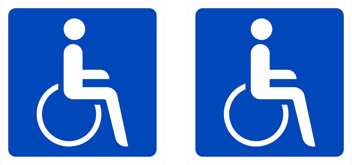 Rolstoel/Invalide sticker - Blauw - 10 x 10 cm - Set van 2 STUKS