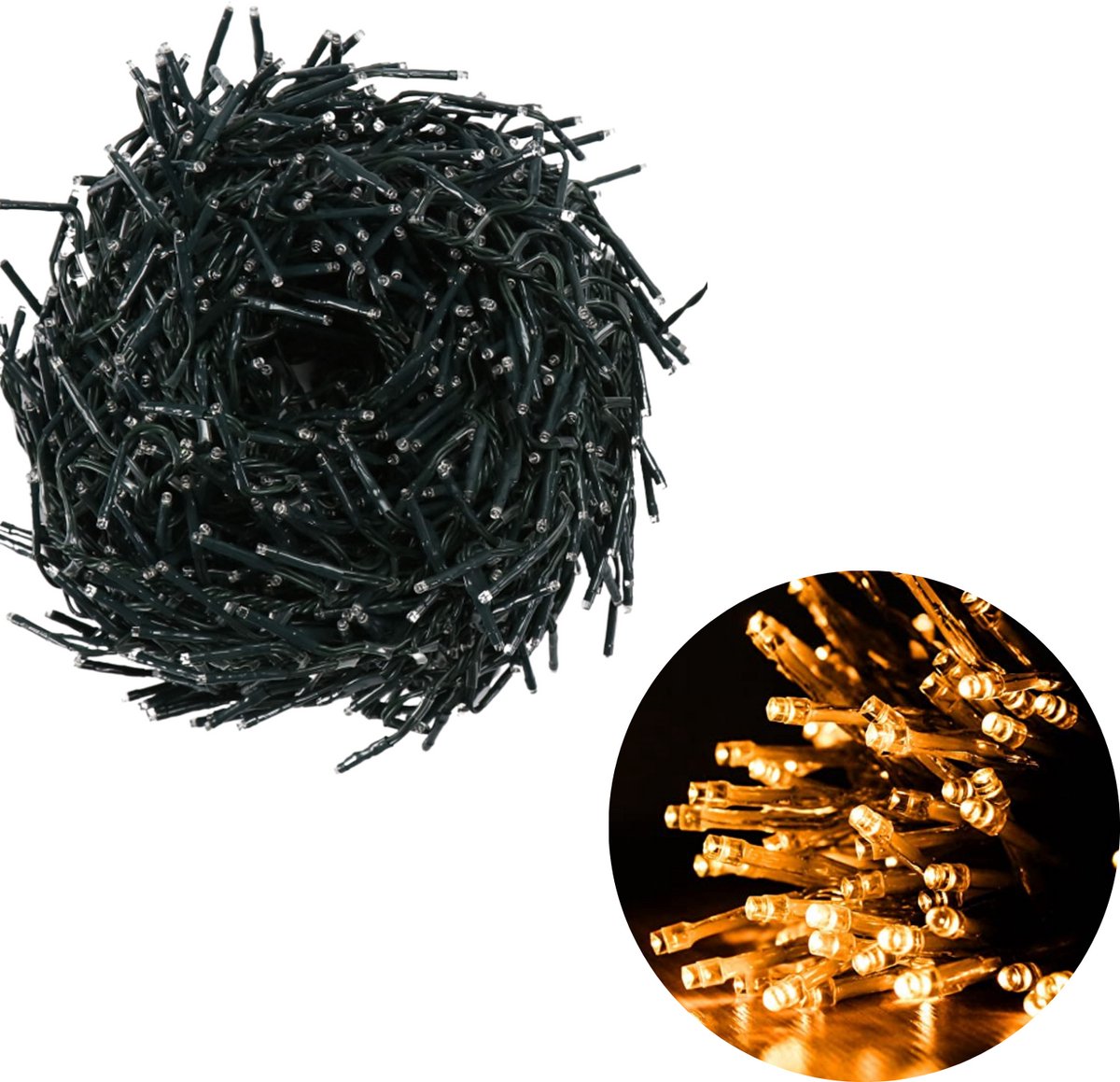 Cheqo Kerstboomverlichting - Micro Clusterverlichting - Kerstlampjes - Led Verlichting - Kerstverlichting voor Binnen en Buiten - 560 LED - 11 Meter - Met Timer en dimmer - Extra Warm Wit
