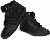 Cash Money Hommes Chaussures - Hommes Sneaker High - Jailor Full Black Pu - Tailles: 40