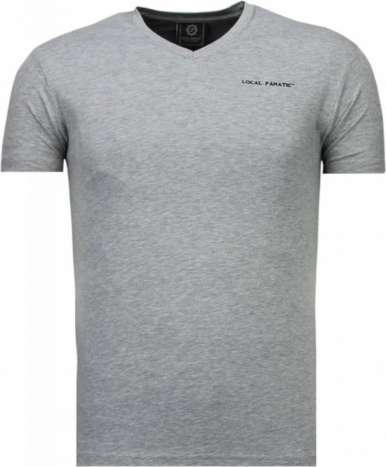 Basic Exclusieve V Neck - T-Shirt - Grijs