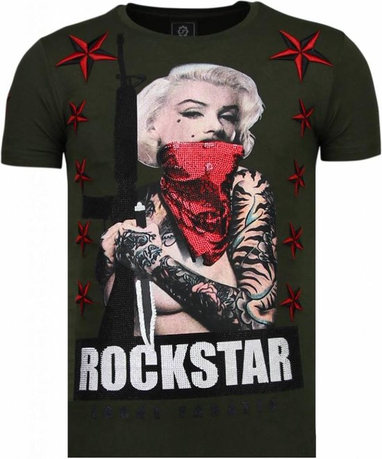 Marilyn Rockstar - Rhinestone T-shirt - Groen