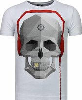 Skull Bring The Beat - Rhinestone T-shirt - Wit