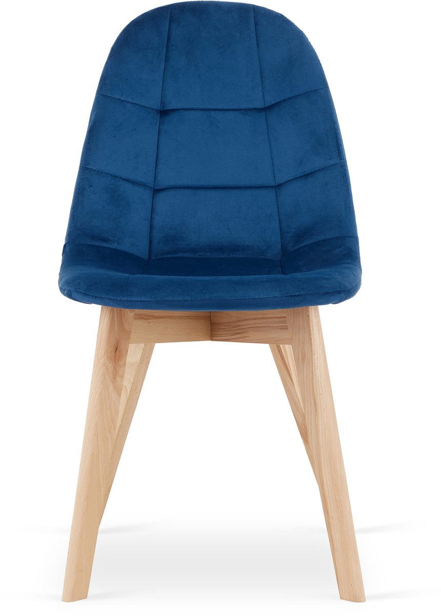 BORA Velvet Design Stoelen – Set van 3 – Marineblauw Fluweel – Scandinavisch Design – Beukenhouten Poten – Modern & Ergonomisch
