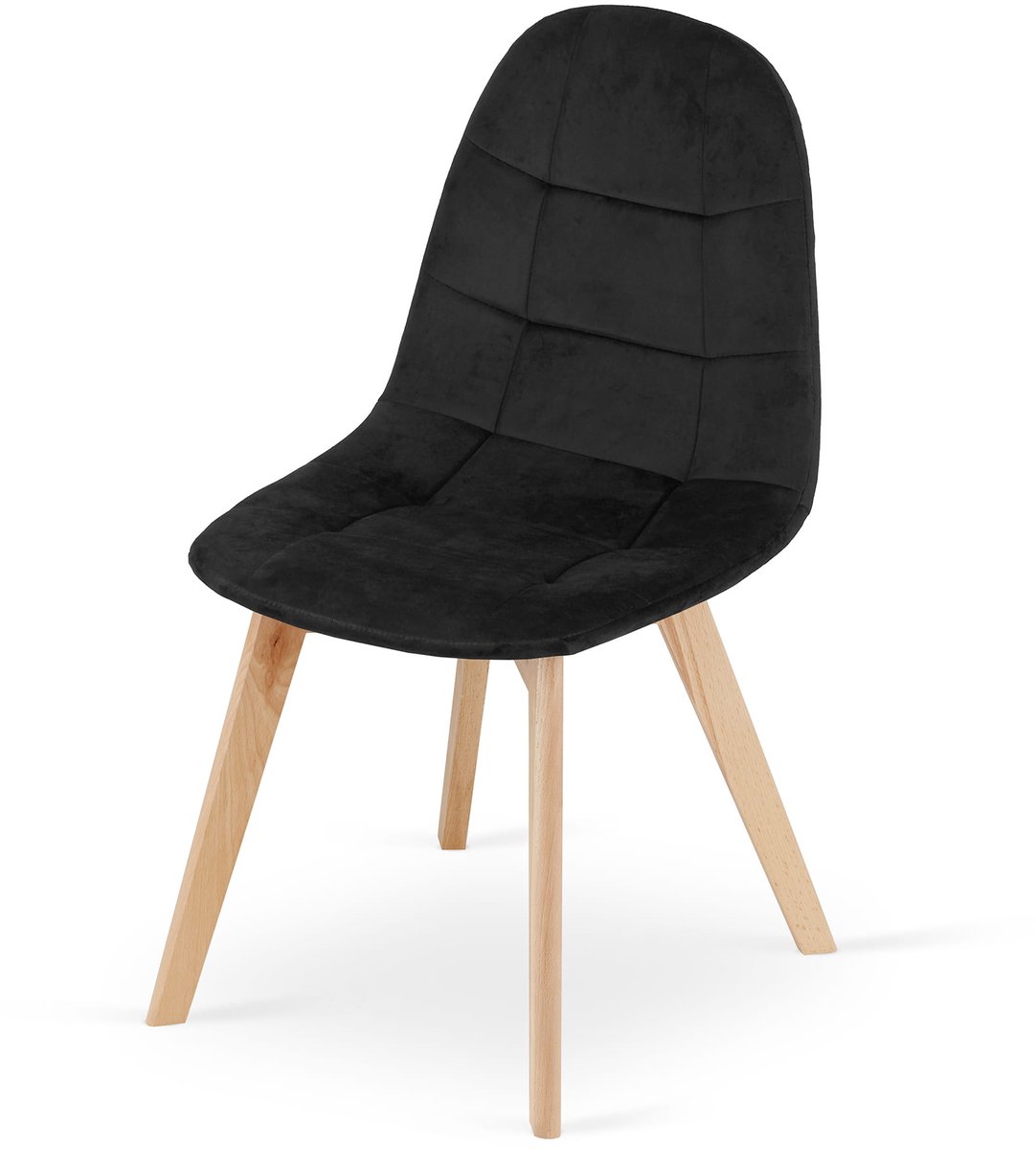 LEOBERT BORA Eetkamerstoelen – Set van 3 – Zwart Velvet – Beukenhouten Poten – Comfortabele en Ergonomische Zitting – Scandinavisch Design – Voor Woonkamer, Keuken, Eetkamer en Slaapkamer