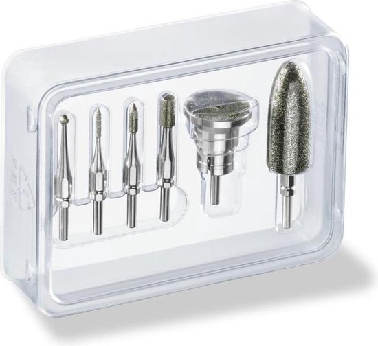 Beurer MP 60 Set van 6 Hoogwaardige saffieren opzetstukken - Voor de Beurer MP 60 Elektrische nagelvijl - nagelfrees - manicure-en pedicureapparaat