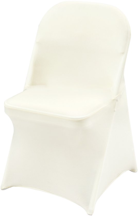 Housses de siège en élasthanne élastique pour chaises pliantes, coupe universelle, housse amovible et lavable. 30 pièces, blanc ivoire, pour mariages, vacances etc.