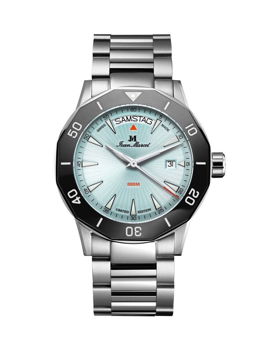Jean Marcel Tropical Diver - horloge - blauw - lichtblauw - stalen band - 42 mm