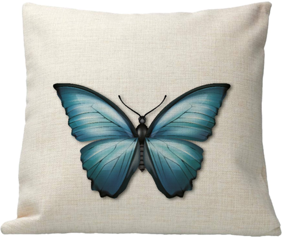 Geurfruit - Kussen - Design - Insect - Blauwe Vlinder - Linnen - Kleurvast - inclusief vulling