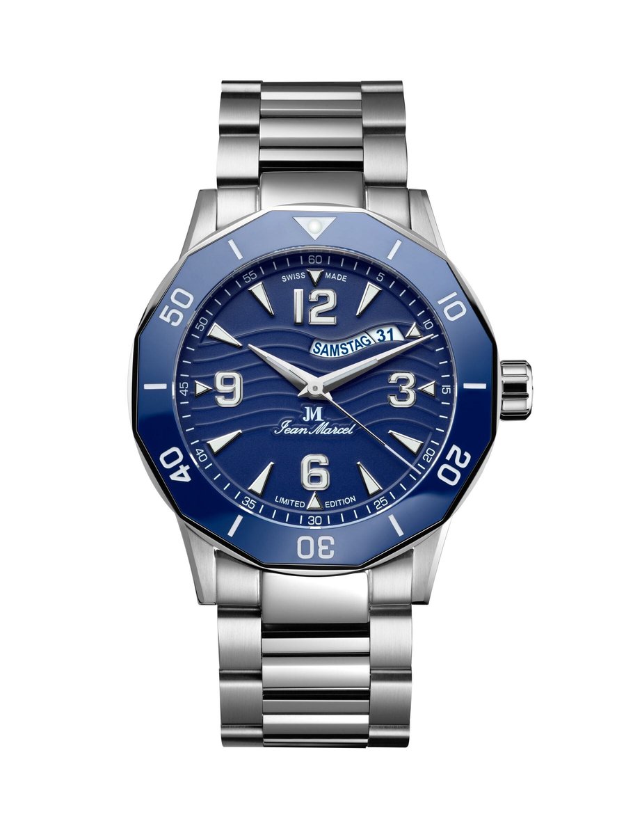Jean Marcel Tropical Diver - horloge - blauw - zilverkleurig - stalen band - 42 mm