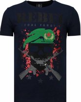 Skull Rebel - Rhinestone T-shirt - Blauw