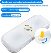 LIGHTEU, 2x 12V 3W D1 USB plafond- / wandspot, nikkelafwerking, leeslamp draai- en zwenkbaar met aanraakschakelaar dimbaar warm wit/blauw licht voor jacht, caravan, camper