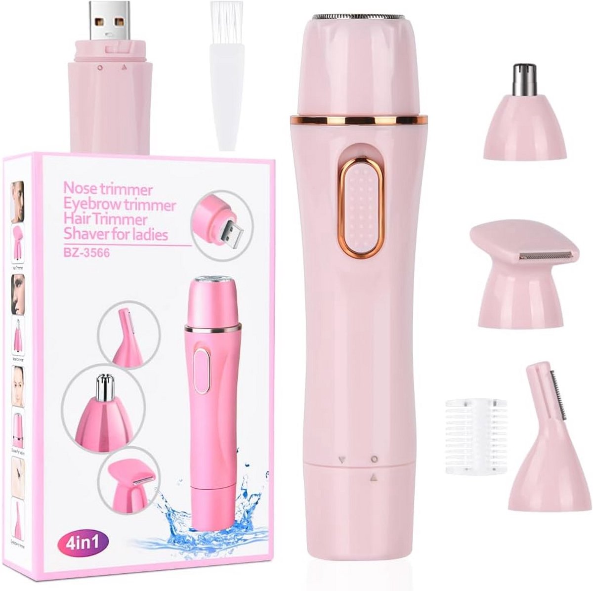 4-in-1 Elektrisch Scheerapparaat voor Dames - Waterdicht, Pijnloos en Draagbaar voor Natuurlijk Scheren