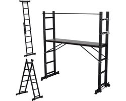 Kamersteiger Multifunctionele - A-Ladder 2 X 6 stappen - Werkhoogte 1.1 meter Zwart