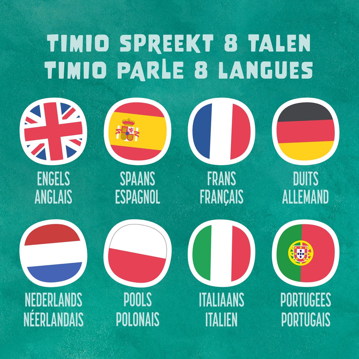 TIMIO Player Starter Kit + 5 Discs – Educatieve Audio-Speler 2–6 jaar | Oplaadbar | Kinderliedjes, Verhaaltjes & Quizvragen | Leert Letters, Kleuren, Getallen, Dieren | 8 Talen (NL/FR/EN/DE...) — afbeelding 5