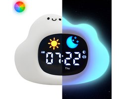Maness® Wolkje Slaaptrainer - Kinderwekker - Slaapwekker - Met nachtlamp functie en wekker timer - Slaaphulp voor kinderen vanaf de peuter leeftijd - Ook leuk als nachtlampje voor baby's