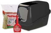 Peewee kattenbak systeem Ecohus startpakket - ZWART incl. korrels + schepje - 56 x 39 x 38,5 cm