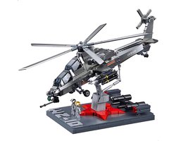 Sluban - B1233 WZ-10S Gevechtshelikopter | WW2 army luchtmacht | Technisch creator ideas educatief leger speelgoed | Expert bouwpakketten voor volwassenen compatibel met lego mould king mega | Classic icons vliegtuig helikopter modelbouw | 914 bloks