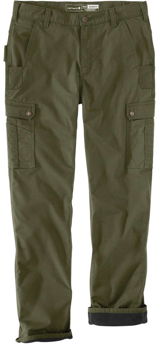 Carhartt Hose Ripstop Cargo Fleece Lined Work Pant Basil-W36-L30 Groen