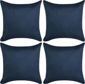vidaXL Kussenhoezen 4 stuks marineblauw imitatie suède 80x80 cm polyester