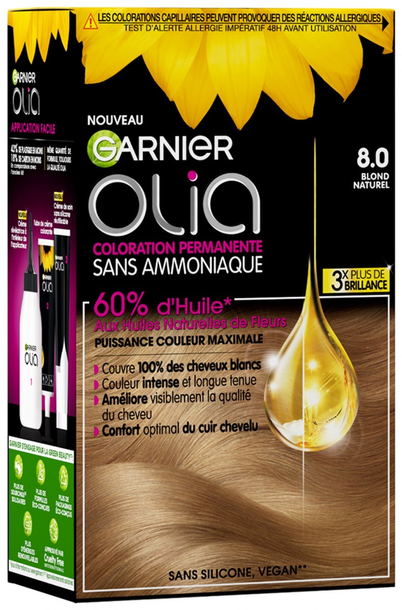 Garnier Olia Ammoniavrije Permanente Haarkleuring 120 g (Kleuren : 8.0 Natuurlijk blond)