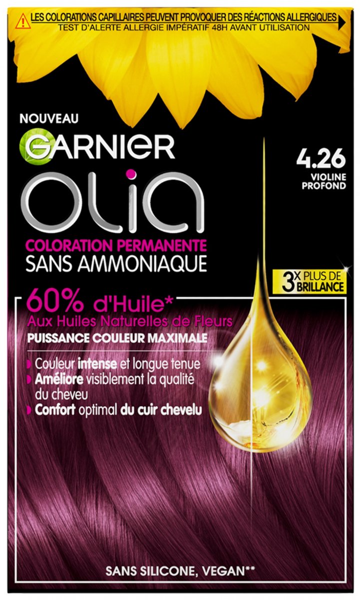 Garnier Olia Ammoniavrije Permanente Haarkleuring 120 g (Kleuren : 4.26 Diepe viool)