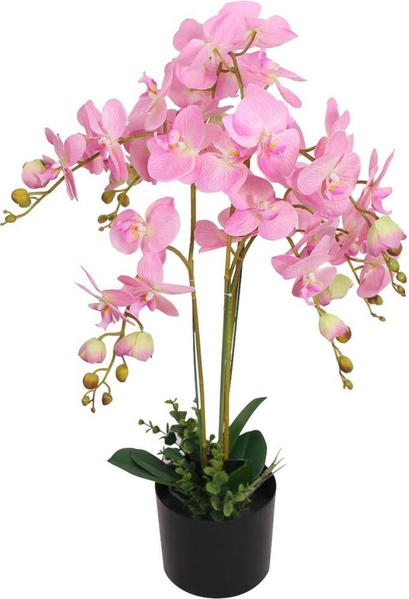 vidaXL Kunstplant - orchidee - met - pot - 75 - cm - roze