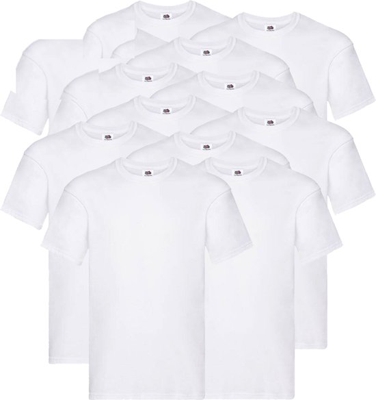 Pack van 12 witte T-shirts van Fruit of the Loom.