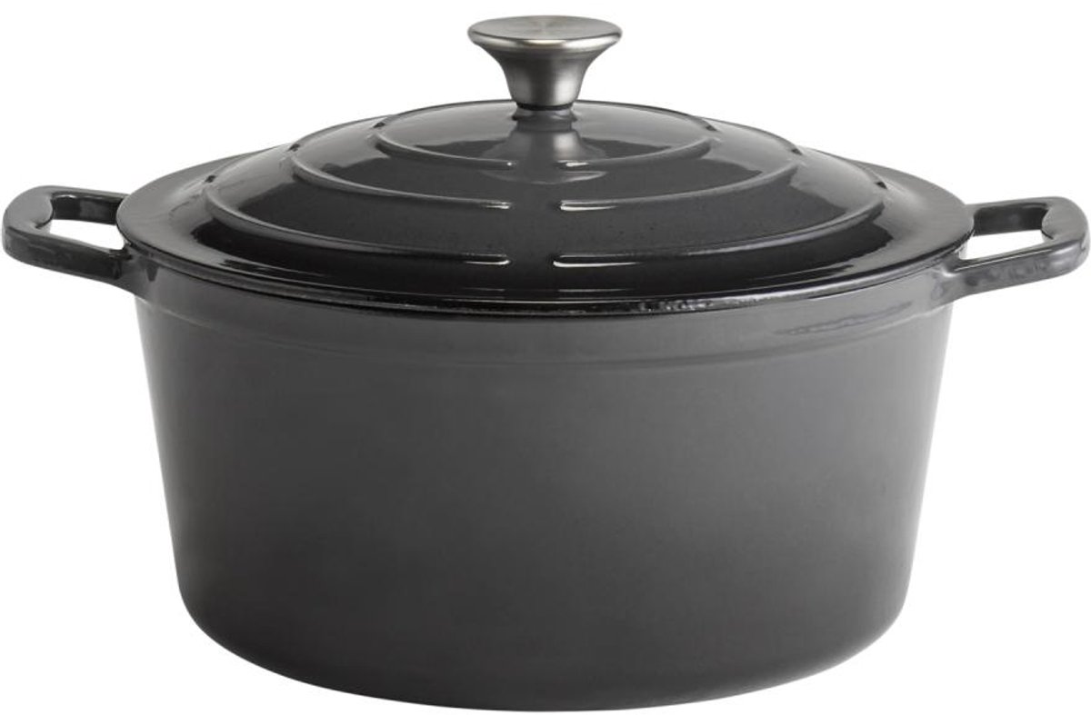 APS-Germany® Cocotte/Stoof-Braadpan 5 stars dia 28xH13/20 cm GRIJS-CREME 6.0 ltr.