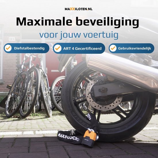 Maxx-Locks Ohura ART 4 Motorslot / Scooterslot + ART 4 Muuranker - Kettingslot met 12 mm Dikke Schakels - Art Gekeurd Slot voor Motor en Scooter & Brommer - 150 cm van Maxx-Locks — afbeelding 2