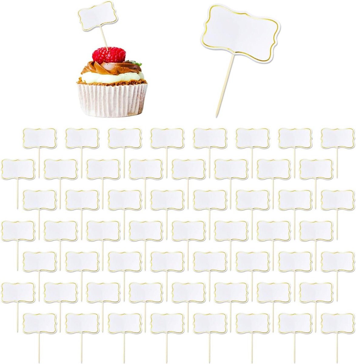 Image of 56 stuks cocktailsticks met voedselvlaggen en kaasmarkeringen voor buffetten - Feestvoedsellabels voor buffetdecoraties - Kerstfeest tandenstoker-labels voor eetborden