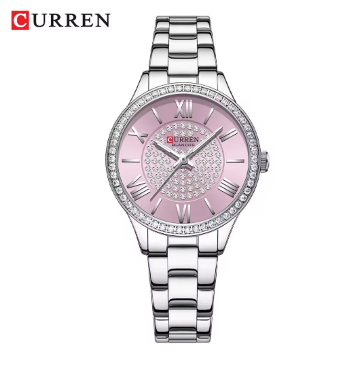 Curren Horloge - Vrouwen - Zilverkleurig met Roze Wijzerplaat - Model 9084 - Elegant Dameshorloge - Perfect Cadeau