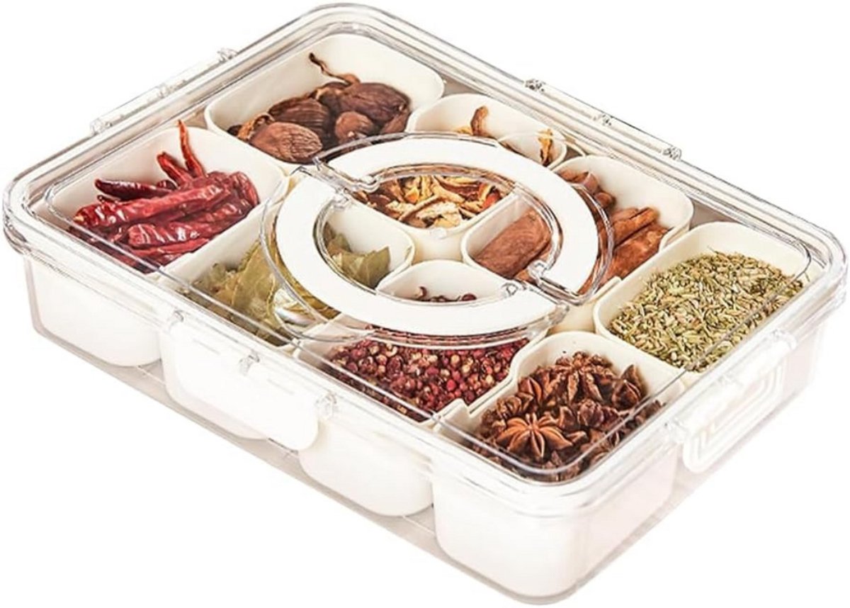 GTB® Serveerschaal met Vakjes - Serveerschaal - Tapasschaal - Wit - 32cm x 25cm x 8cm
