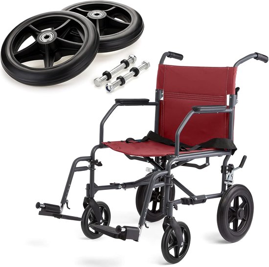 Kruiwagenwiel - 2 Stuks -15 cm - Met schroefstang - Vervangende Rolstoelwielen - Wiel - Rolstoelaccessoires - Antislip - Rubberen - Zwart - Voor rollator, rolstoelen en eenwielers. van Merkloos	 — afbeelding 5