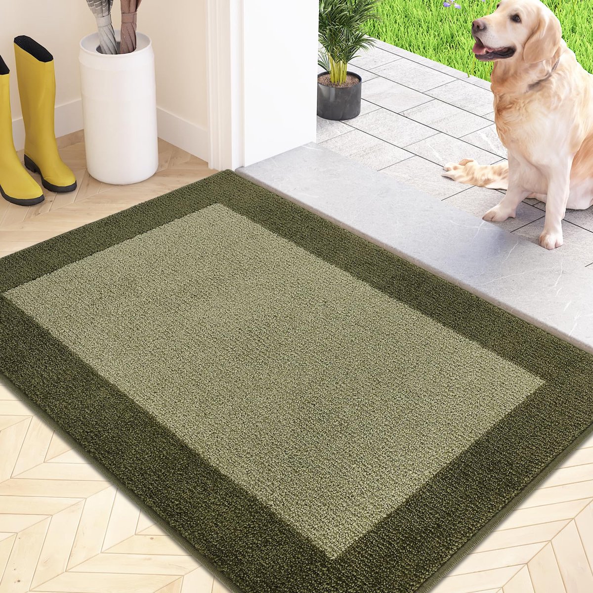 Ibenzoa Schoonloopmat met Antislip Onderzijde voor Binnengebruik – 50 x 80 cm – Absorberende en Wasbare Deurmat walnoot kleur