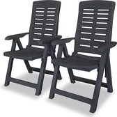 vidaXL - Tuinstoelen - 2 - st - verstelbaar - kunststof - antracietkleurig