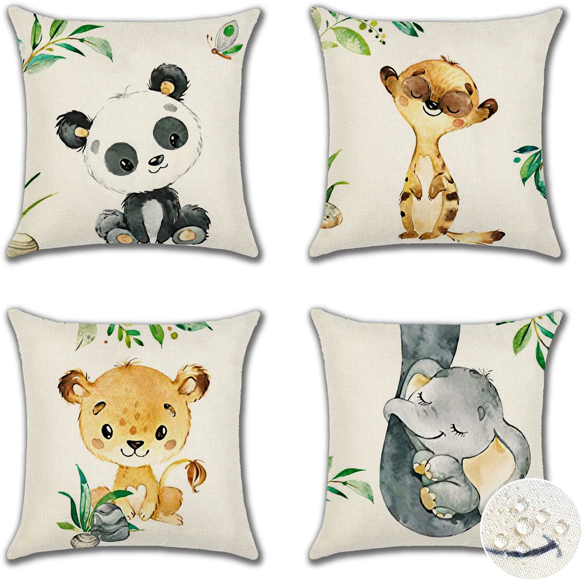 Ibenzoa Set van 4 Waterdichte Decoratieve Kussenslopen met Schattige Dierenmotieven voor Binnen en Buiten