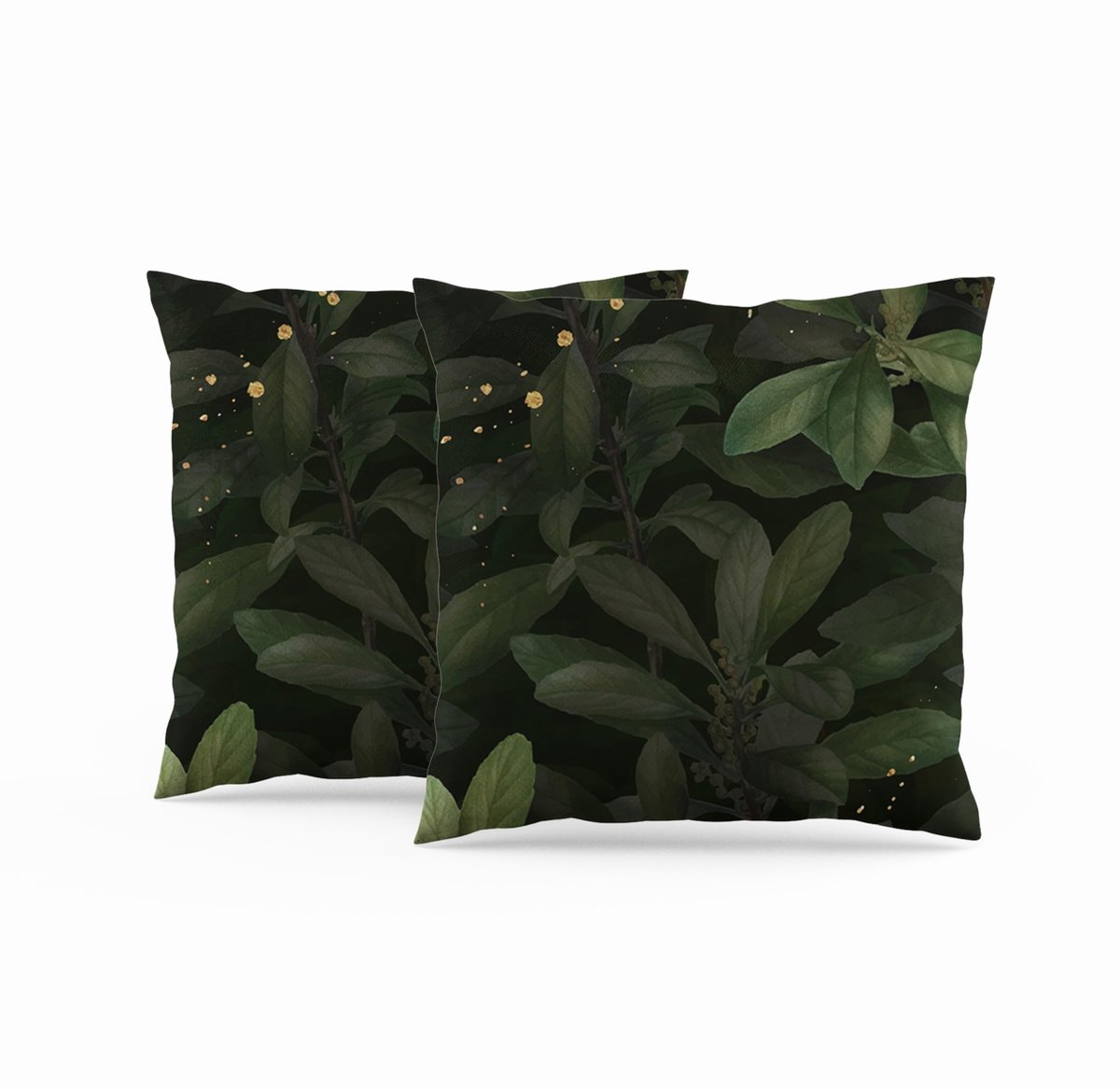 Ibenzoa Luxueuze Groene Decoratieve Kussenslopen met Bladmotief voor Stijlvolle Interieurdecoratie - Set van 2, 40 x 40 cm kleur