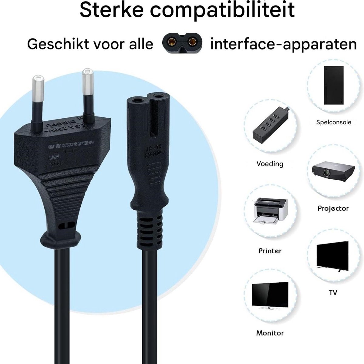 c7 kabel - 1,5 m zwarte stroomkabel - C7-draad Euro-stekker - C7 2-pins stroomkabel - stroomkabel 2 aderig - geschikt voor PS5 / PS4 / PS3 / Xbox Series X/S - zwart — cadeau in Cadeau-ideeën - foto 5