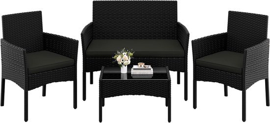 KOMFOTTEU 5-delige tuinmeubelset, tuintafel met paraplugat