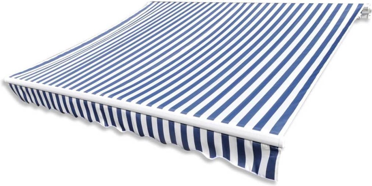 Bol.com vidaXL - Luifeldoek - 3,5x2,5 - m - canvas - blauw - en - wit aanbieding
