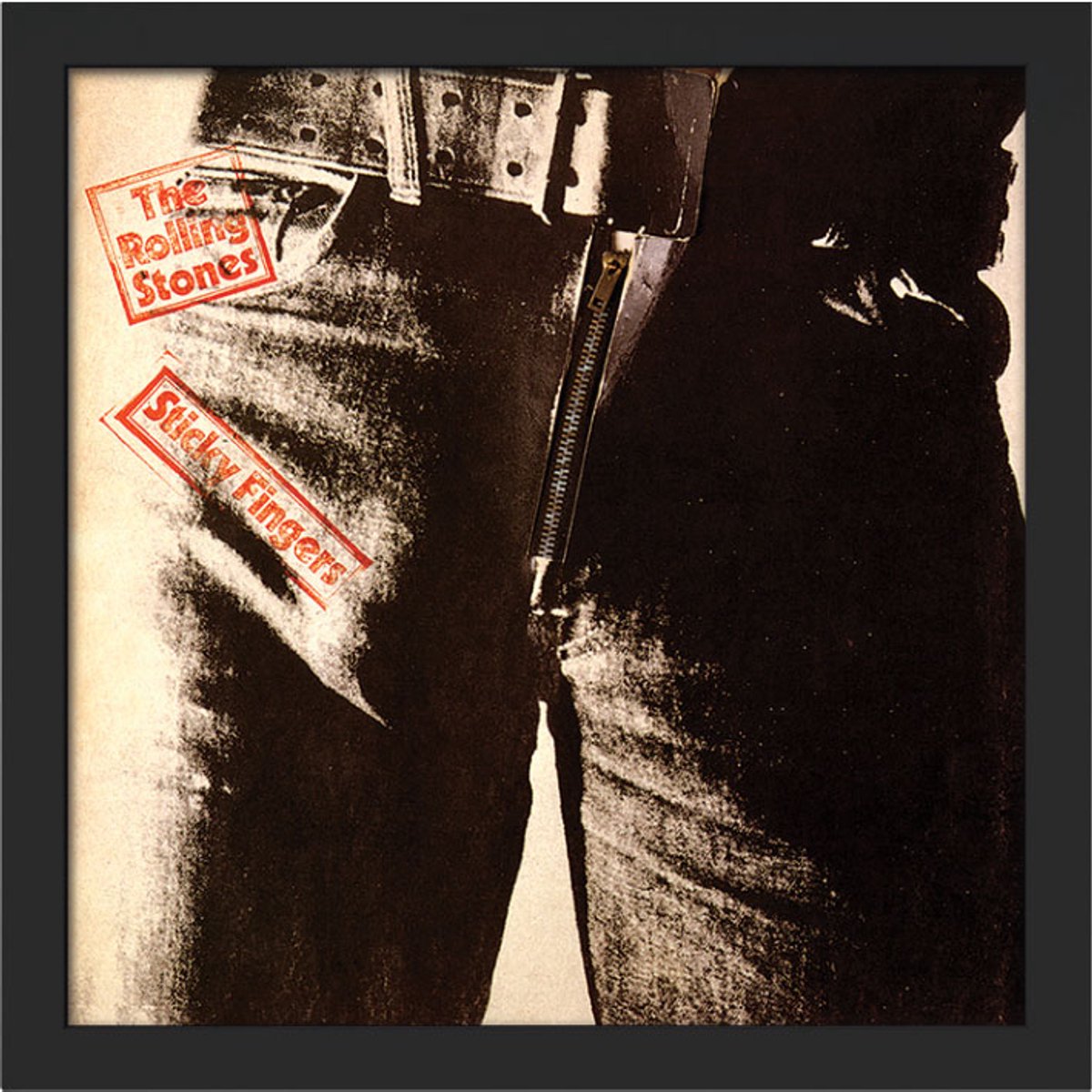 The Rolling Stones (Sticky Fingers) Albumhoes Houten Lijst Print 31,5 x 31,5 cm - ACPPR48036