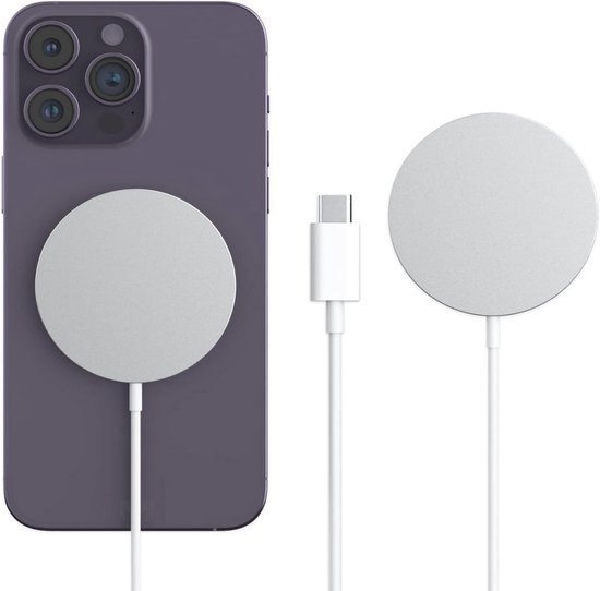 MagSafe Draadloze Oplader – 15W Snelladen – Magnetisch – Wit – Inclusief USB-C Kabel – Geschikt voor iPhone 12 t/m 16