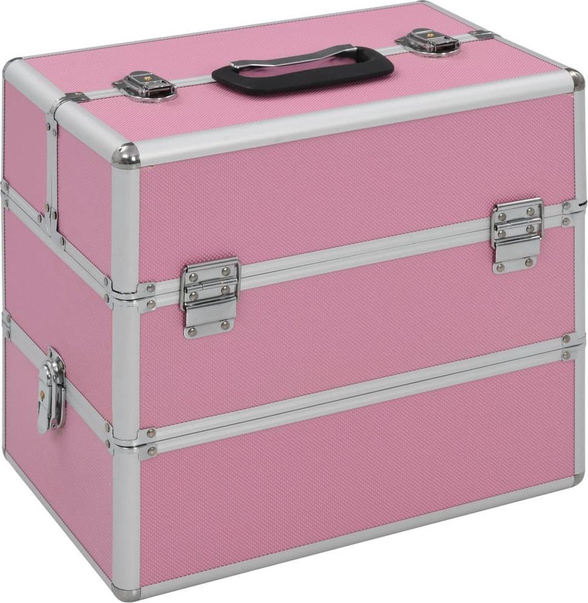 Goedkoopste vidaXL - Make-up - koffer - 37x24x35 - cm - aluminium - roze