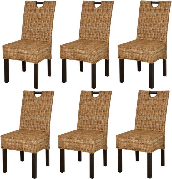 vidaXL Chaise de salle à manger 6 pcs Rotin cubique Bois de manguier - Chaise de salle à manger - Chaises de salle à manger - Chaise de dîner - Chaises de dîner