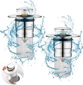 Ibenzoa® Universele Pop-up Afvoerzeefplug met Anti-Verstoppingszeef - Geschikt voor 34-40 mm Afvoeren