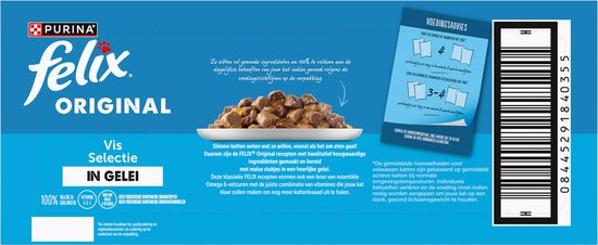 Felix Original in Gelei Vis Selectie met 44 pouches. Een recept met vis in gelei.