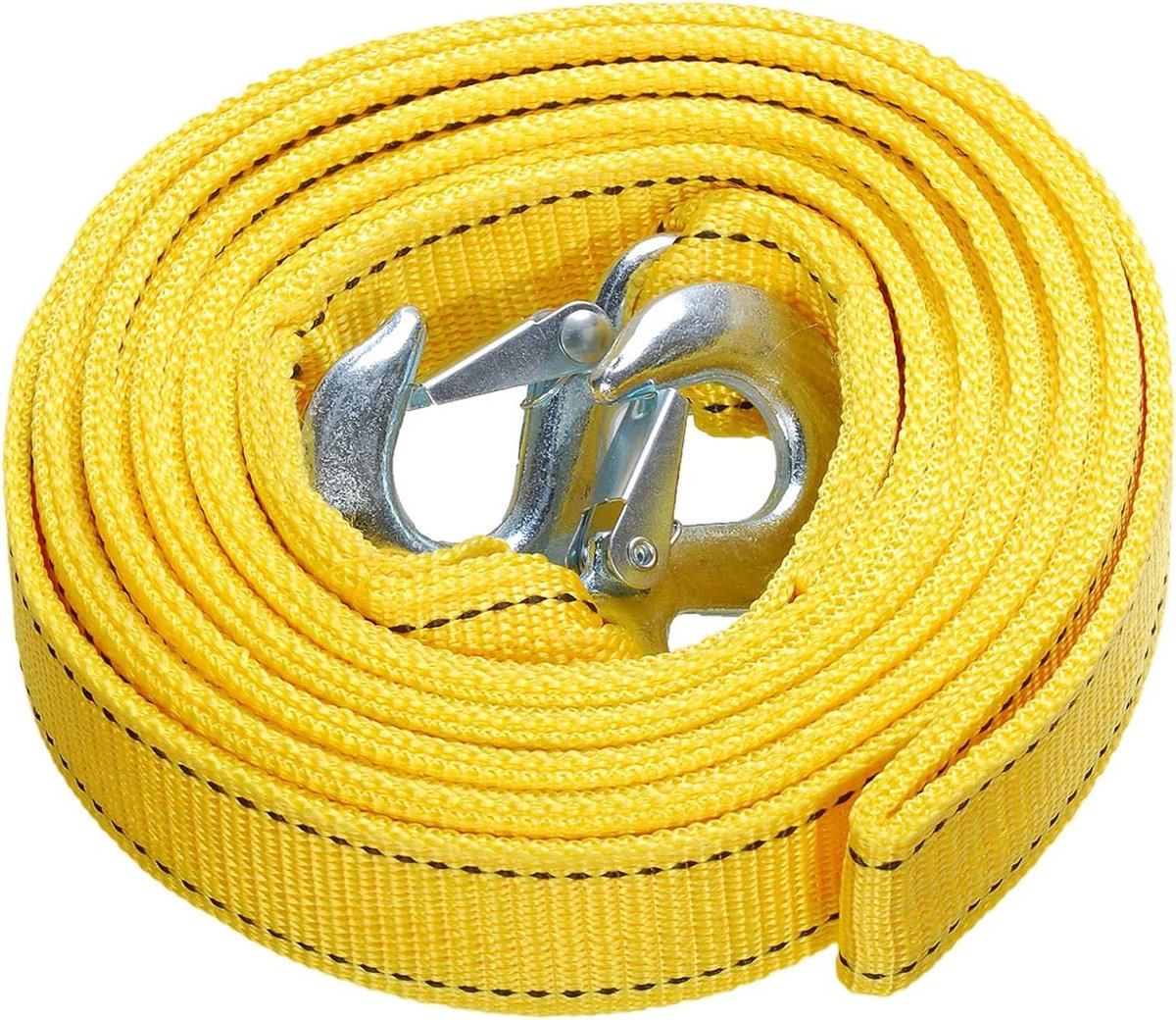 Heavy Duty 5 Ton Polyester Trekhaak met veiligheidshaken 4.3cm X 5m - Geel