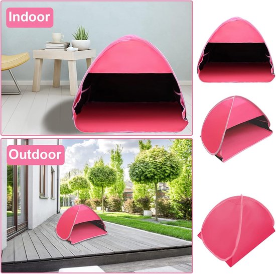 Pop-up strandtent, zonwerende tent, huisdierzonwerende tent, 1-pack mini strandtent, voor kamperen, picknicken, vissen en familie (L: 80*50*55cm) - roze van Merkloos — afbeelding 2