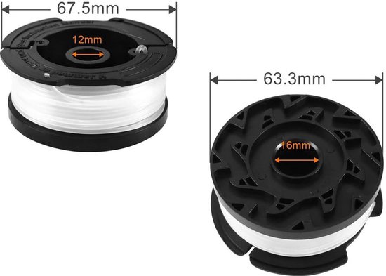 Uchidodo Draadspoelen voor Black en Decker Grastrimmer, 6 Stuks Grastrimmer Spoelen, Lengte 9,15 m, Diameter 1,65 mm met Spoelafdekking en Veer van Uchidodo — afbeelding 2